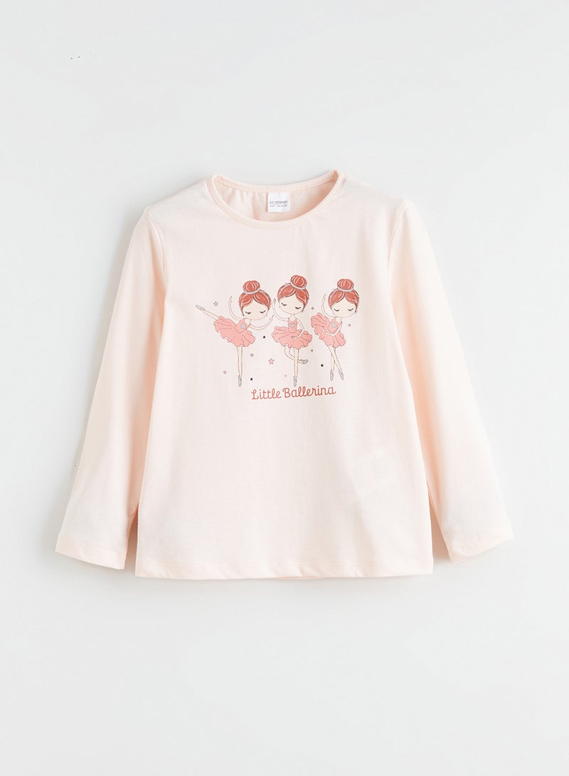 ال سي وايكيكي بيجاما بناتي مطبوعة برقبة دائرية - Image 2